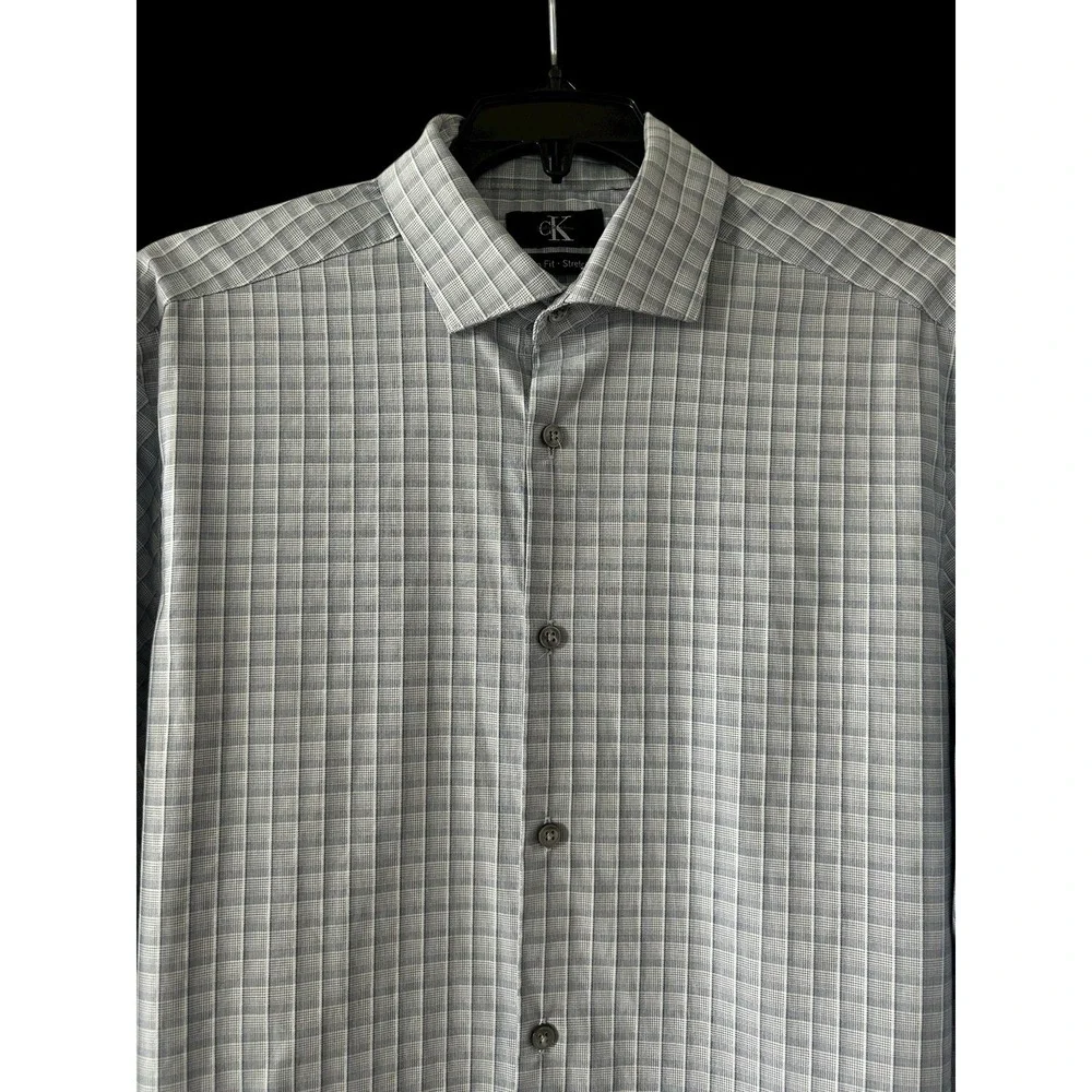 CALVIN KLEIN Men's Slim Fit STRETCH Dress SHIRT Blue 15-15.5 34/35 Size Medium M